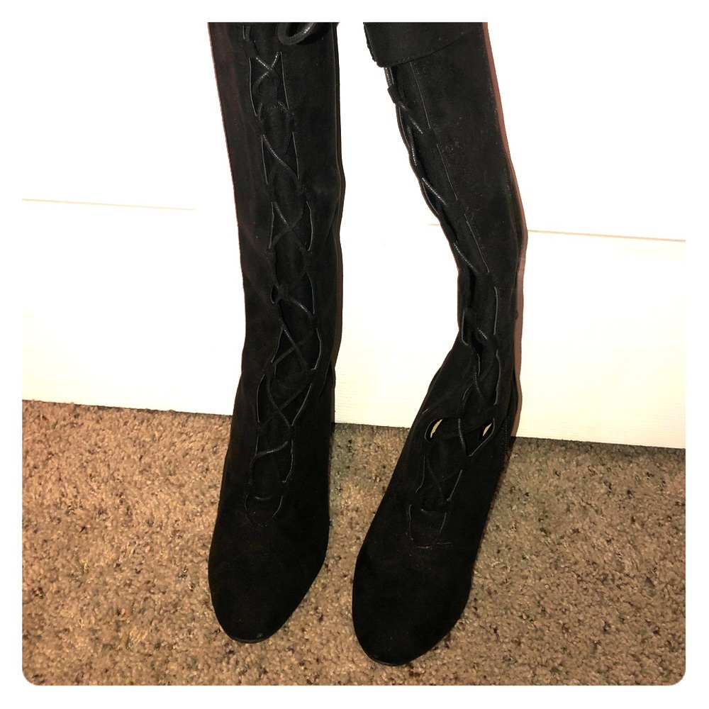 High rise boots with lace up